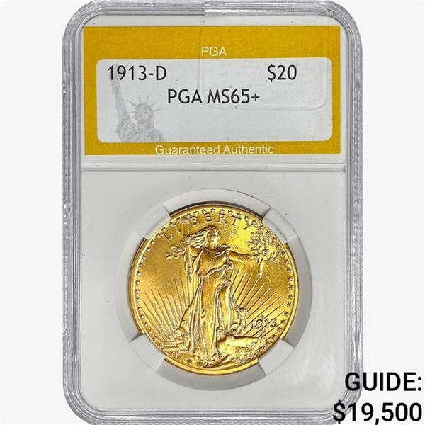 1913-D $20 Gold Double Eagle PGA MS65+