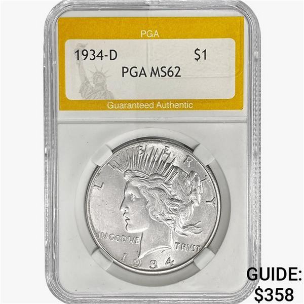 1934-D Silver Peace Dollar PGA MS62