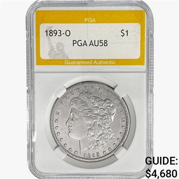 1893-O Morgan Silver Dollar PGA AU58