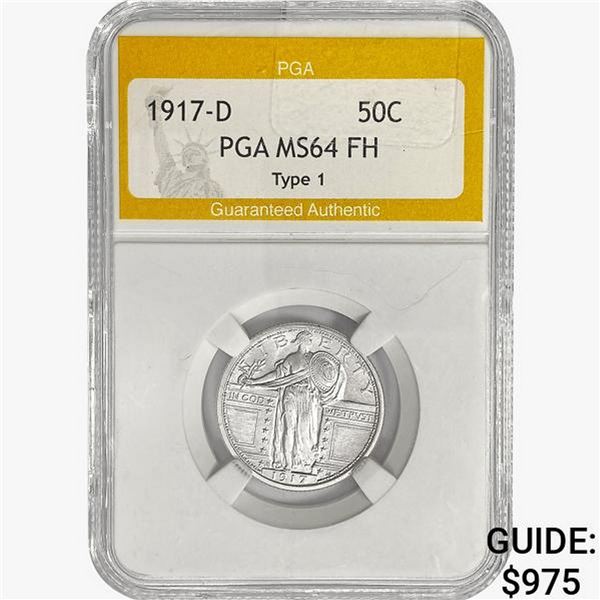 1917-D Standing Liberty Half Dollar PGA MS64 FH Ty