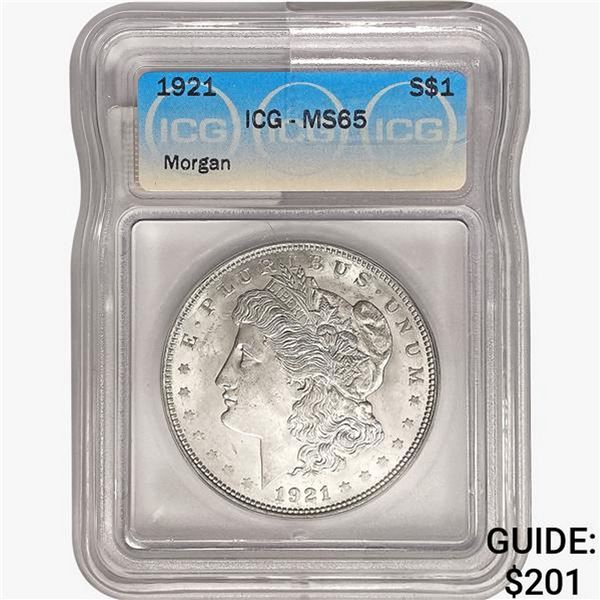 1921 Morgan Silver Dollar ICG MS65