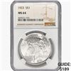 Image 1 : 1923 Silver Peace Dollar NGC MS64