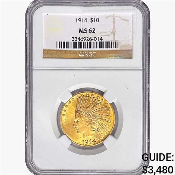 1914 $10 Gold Eagle NGC MS62