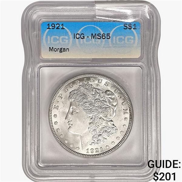1921 Morgan Silver Dollar ICG MS65