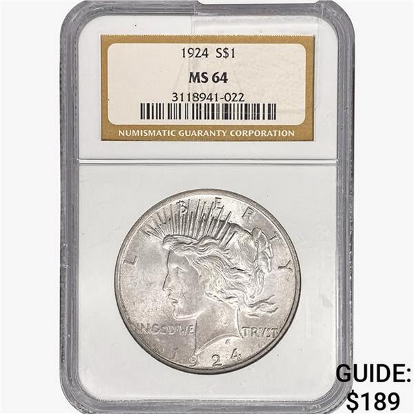 1924 Silver Peace Dollar NGC MS64