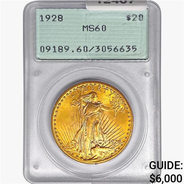 1928 $20 Gold Double Eagle PCGS MS60
