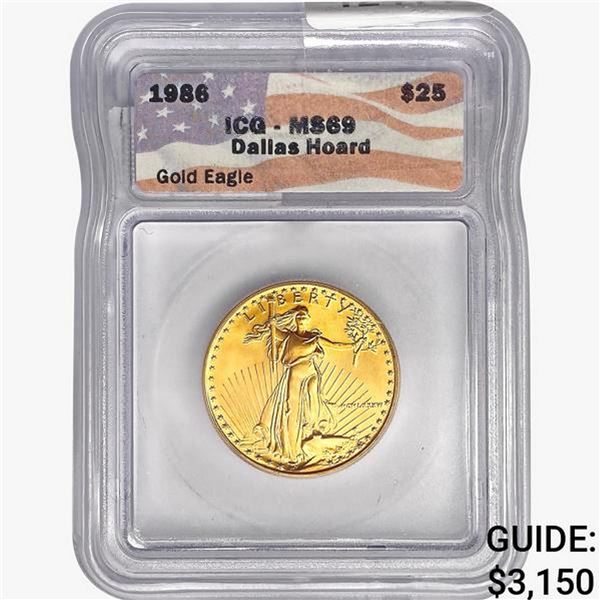 1986 $25 1/2oz American Gold Eagle ICG MS69