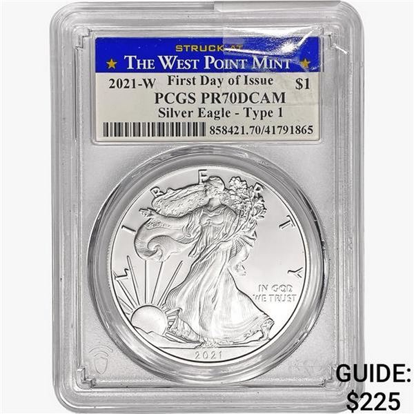 2021-W American 1oz SILV Eagle PCGS PR70 DCAM 1st