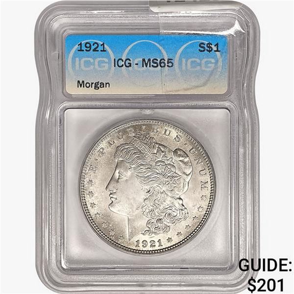 1921 Morgan Silver Dollar ICG MS65