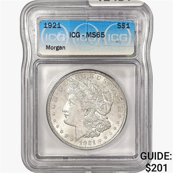 1921 Morgan Silver Dollar ICG MS65