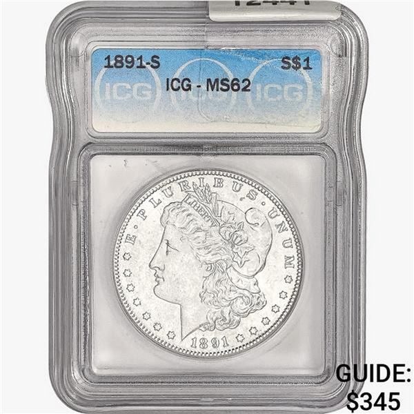 1891-S Morgan Silver Dollar ICG MS62