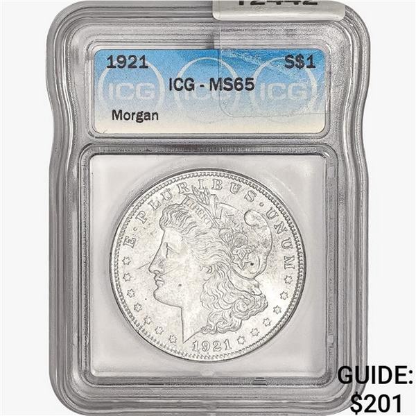 1921 Morgan Silver Dollar ICG MS65