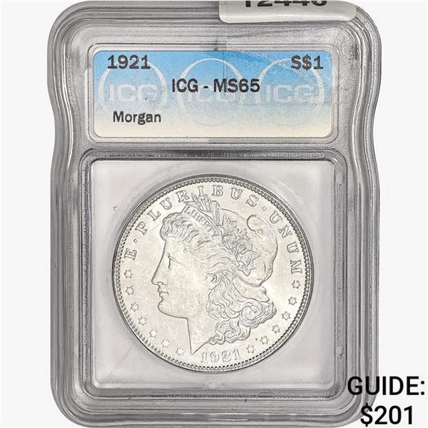 1921 Morgan Silver Dollar ICG MS65