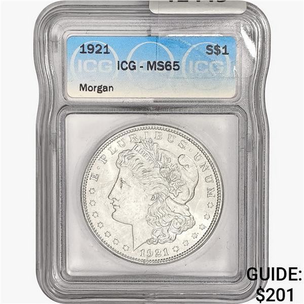 1921 Morgan Silver Dollar ICG MS65