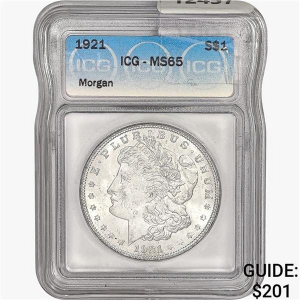 1921 Morgan Silver Dollar ICG MS65