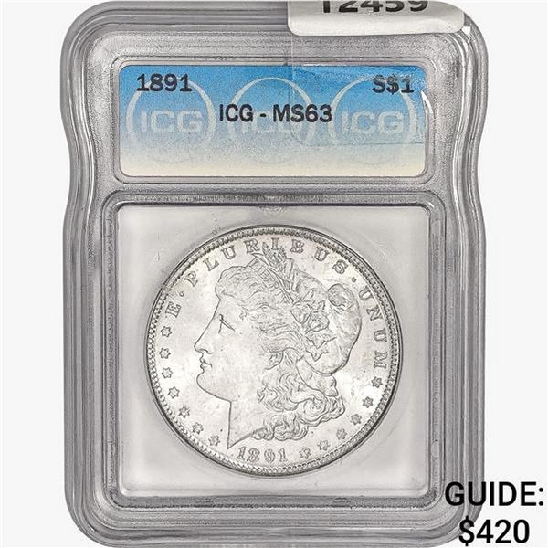 1891 Morgan Silver Dollar ICG MS63