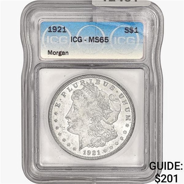 1921 Morgan Silver Dollar ICG MS65