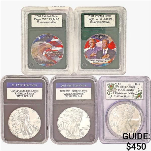 [5] American 1oz Silver Eagles NGC