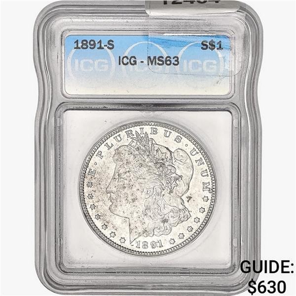 1891-S Morgan Silver Dollar ICG MS63