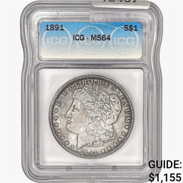 1891 Morgan Silver Dollar ICG MS64