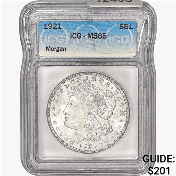 1921 Morgan Silver Dollar ICG MS65