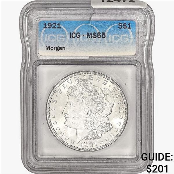 1921 Morgan Silver Dollar ICG MS65