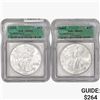 Image 1 : [2] American 1oz Silver Eagles ICG MS69 [2002, 200