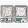 Image 2 : [2] American 1oz Silver Eagles ICG MS69 [2002, 200