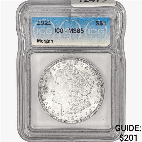 1921 Morgan Silver Dollar ICG MS65
