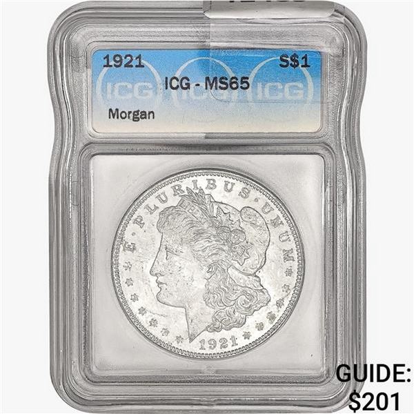 1921 Morgan Silver Dollar ICG MS65