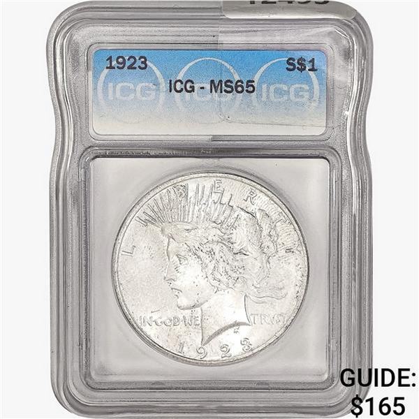 1923 Silver Peace Dollar ICG MS65