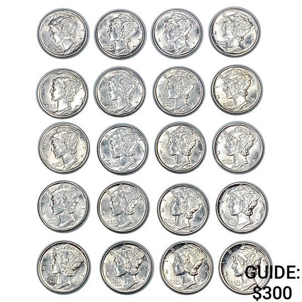 1943-1945 20 Uncirculated Mercuty Dimes [20 Coins]