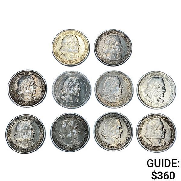 1893 Circulated Columbian Half Dollars [10 Coins]