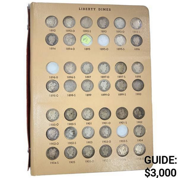1892-1916 Liberty Dimes Book (73 coins)