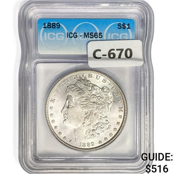 1889 Morgan Silver Dollar ICG MS65