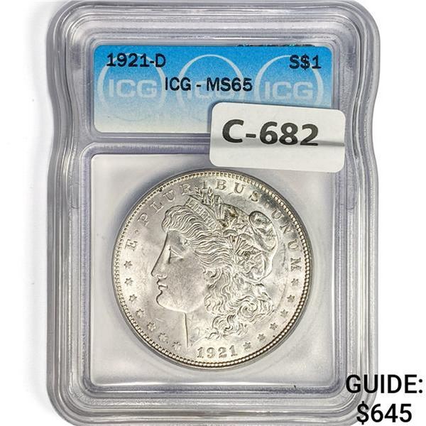 1921-D Morgan Silver Dollar ICG MS65