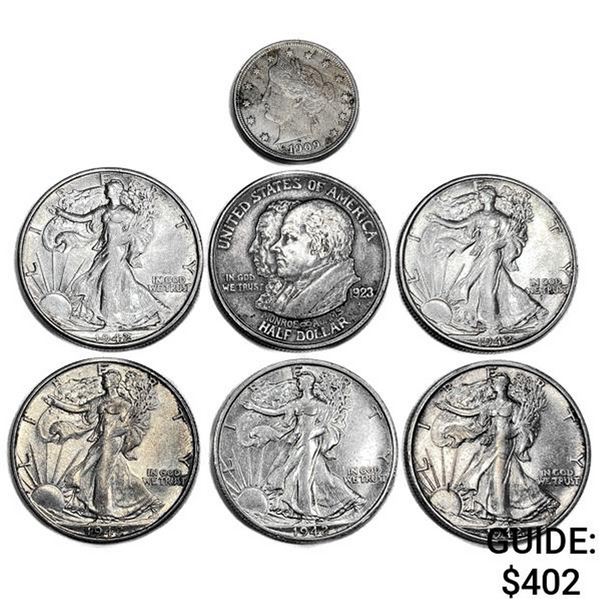 [7] Varied US Coinage [1909, 1923-S, [5] 1942-S]