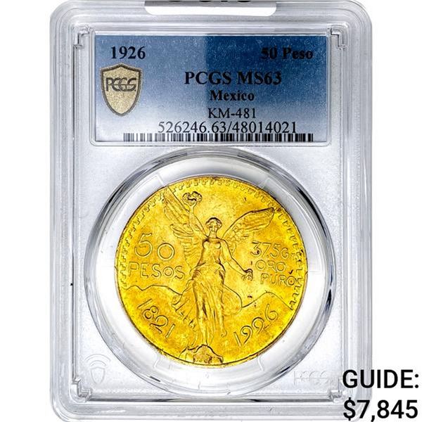 1926 Mexico 1.2057oz Gold 50 Pesos PCGS MS63