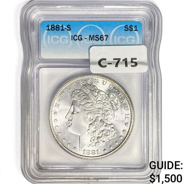 1881-S Morgan Silver Dollar ICG MS67