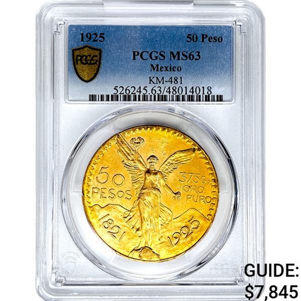 1925 Mexico 1.2057oz Gold 50 Pesos PCGS MS62