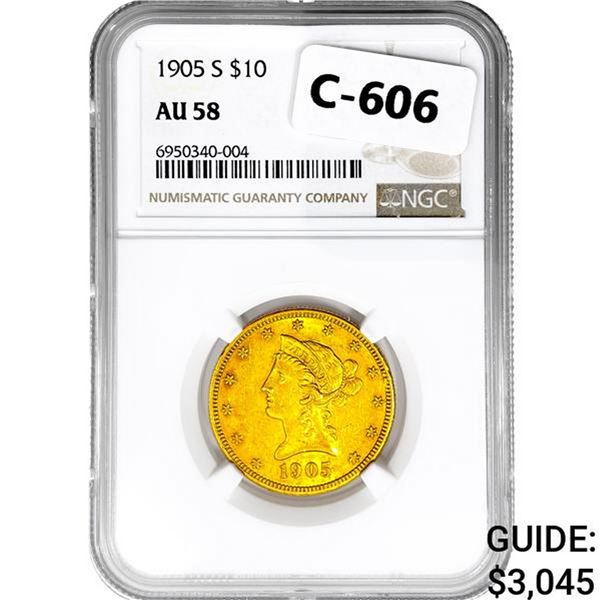 1905-S $10 Gold Eagle NGC AU58