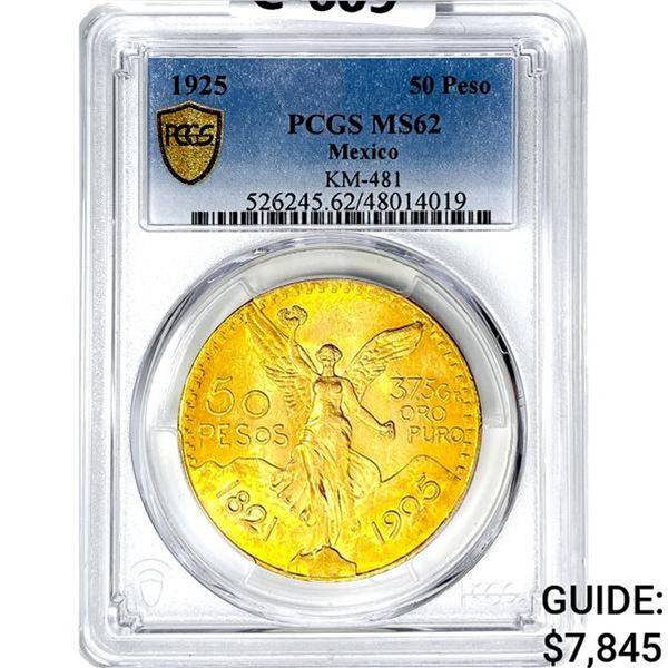 1925 Mexico 1.2057oz Gold 50 Pesos PCGS MS62