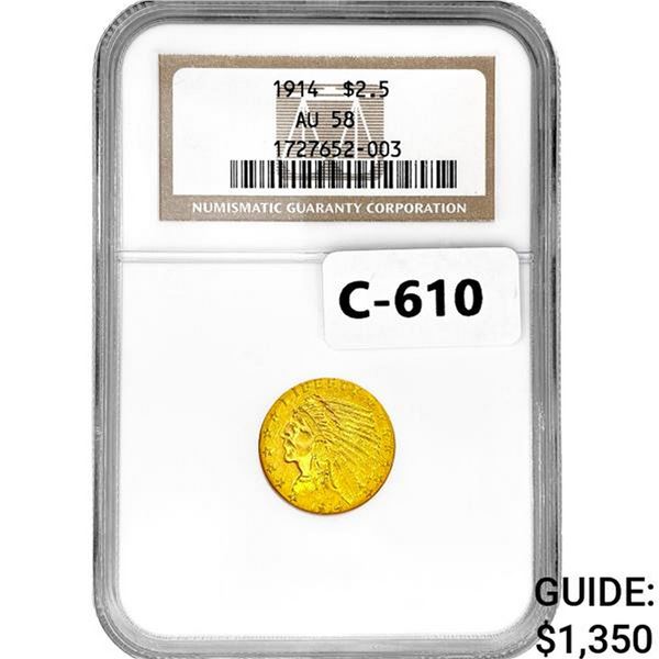 1916 $2.50 Gold Quarter Eagle NGC AU58