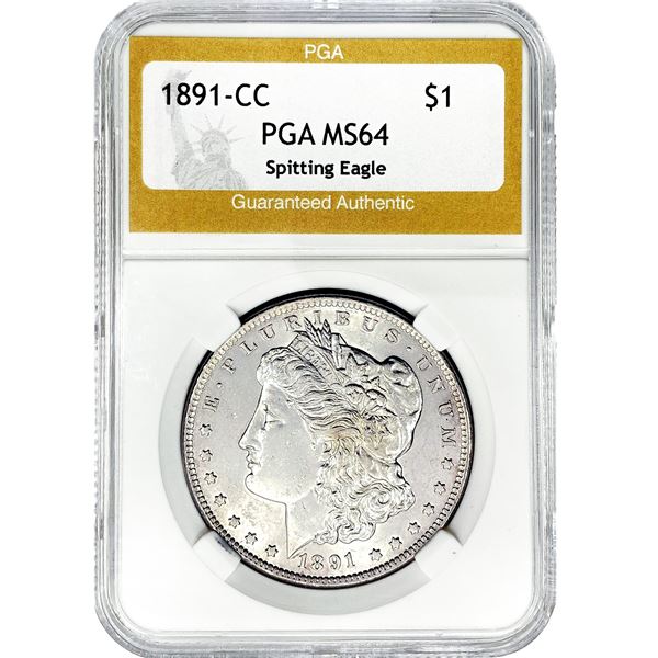 1891-CC Morgan Silver Dollar NGC MS64 Spit. Eagle