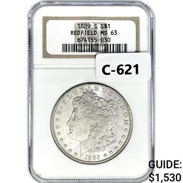 1889-S Morgan Silver Dollar NGC MS63 Renfield Hoar