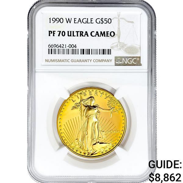 1990-W US 1oz Gold $50 Eagle NGC PF70 Ultra CAMEO
