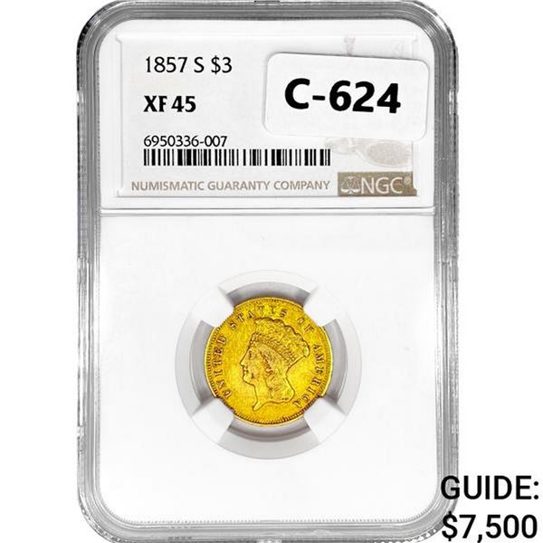 1857-S $3 Gold Piece NGC XF45
