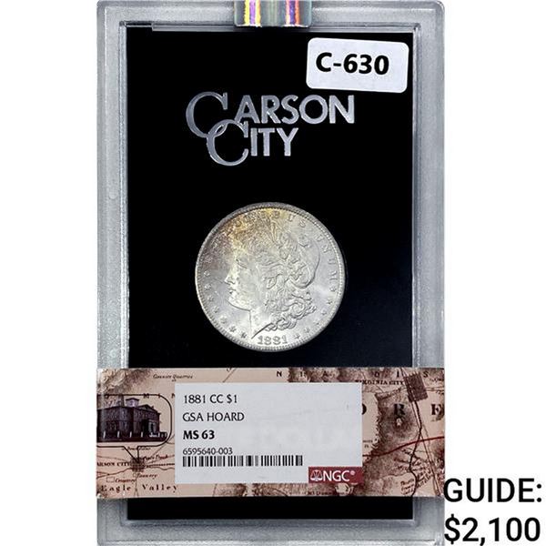 1881-CC Morgan Silver Dollar NGC MS63 GSA