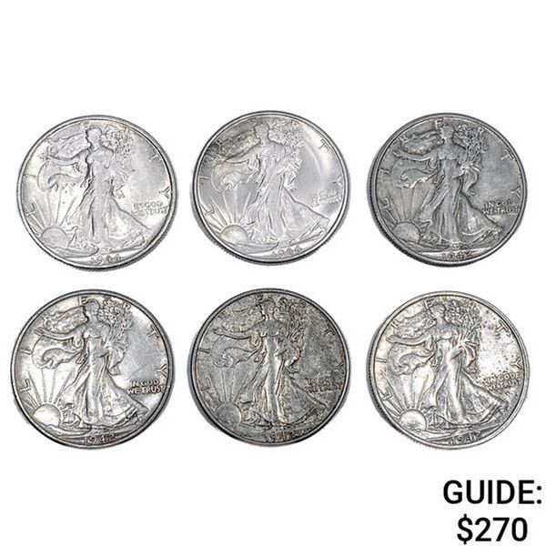 Walking Half Dollars [6 Coins][1942-1944]