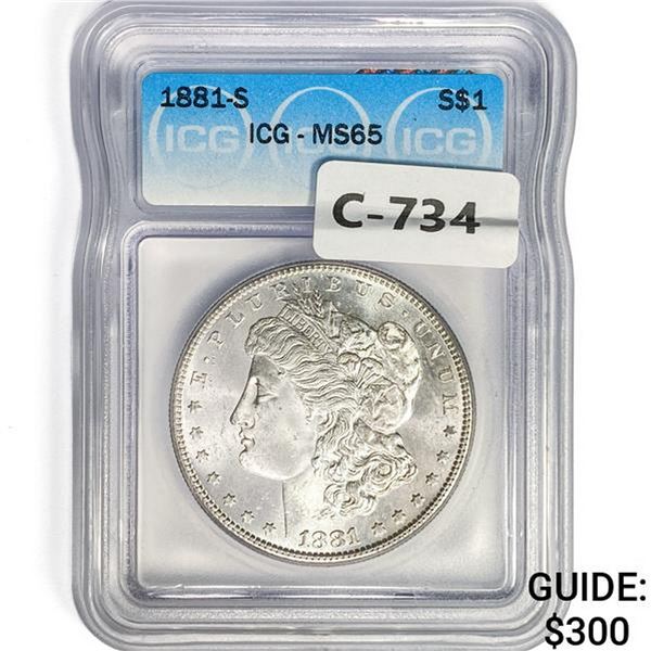 1881-S Morgan Silver Dollar ICG MS65